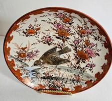 Japanese Kutani Antique Porcelain Plate Bowl Birds Sparrow Mid 19th Century 8