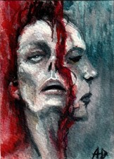 Original Artwork - ACEO - OOAK - Dark Outsider Surreal Art Watercolor -