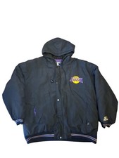 Vintage 90s NBA Starter Los Angeles LA Lakers Hooded Jacket Coat XL Distressed  picture