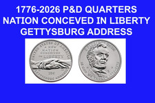 1776-2026 P&D Quarters GETTYSBURG ADDRESS 2 Coin SET NATION CONCEVED IN LIBERTY picture