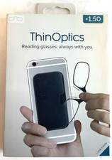 NEW ThinOptics Headline +1.50 CLEAR Frame Reading Glasses w/ Universal Pod Case picture