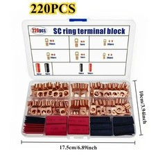 220PCS Car Copper Lug Ring Terminals Cable Electrical Wire Crimp Connectors Kit picture
