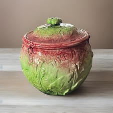 Vintage Ceramic Cabbage Bowl w/ Lid: Take A Pipe   picture