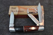 Beautiful 3 Blade Stockman Folding Pocket Knife Two Tone Wood - NEW in Box picture