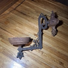 Very Rare Large 1871 Victorian Ornate Cast Iron Wall Mount Oil Lamp Holder  picture