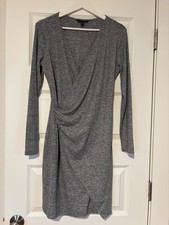Banana Republic Women's Wrap Dress Long Sleeves Ruched Gray Petite Medium picture