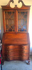 Antique Traditional Secretary Desk Wood/Glass, 2 Doors Shelves, 4 Drawers 79x35 picture