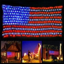 LED American Flag Net Lights 6.5ft Waterproof Outdoor 4th of July Patriotic picture