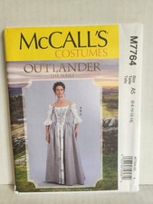 OOP McCall's Costumes M7764 Uncut Pattern Outlander 18th C 2pc Gown Sz 6-14 picture