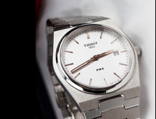 Tissot PRX Men's Quartz 40mm White Dial Date 100m Silver Steel Bracelet picture