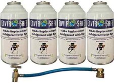 R 134a Refrigerant Replacement w/ UV Dye + Simple R134a Charging Hose (4 Pack) picture