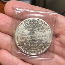 Vintage 1974 Toned USSC 1oz. 999 Silver Round World Trade & Commerce picture