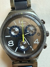 Swatch Irony Chrono Dr Swatson YCM4006AG Swiss Quartz Grey Blue Aluminum Watch picture