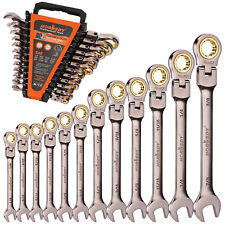 12PC Flex-Head Ratcheting Wrench Set Set with Organizer SAE Combination Spanner picture