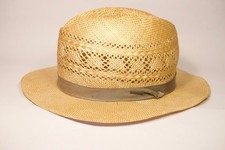 Beautiful Vintage STETSON SHANTUNG STRAW VENTED OPEN ROAD PANAMA/FEDORA HAT 61cm picture