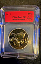 2015 Australia 50C Commemorative Year of the Goat Coin ICG Gem BU picture