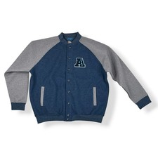 AT&T Jacket Men XL Blue Snap Down Long Sleeve Fleece Varsity Logo Phone VTG picture