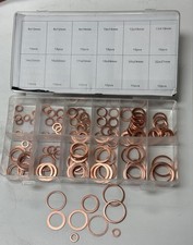 150pcs Copper Crush Washer Gasket 1mm Flat Ring Seal Assortment Kit M6-M22 picture