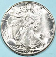 1947 D Walking Liberty Half Dollar ~ BU GEM UNC UNCIRCULATED ~ 90% Silver 50c picture