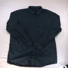 Alfani XL Teal Geometric Maze Pattern Long Sleeve Button Down Shirt picture