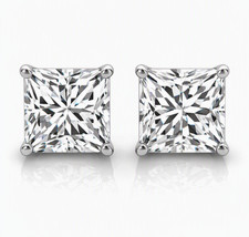 IGI E-F/VS 5 Ct Princess Lab Grown Diamond Earrings Real 14K White Gold Screw picture