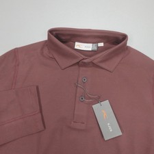 KJUS Men's Scot Long Sleeve Golf Performance Polo Shirt Size M / 50 Maroon Red picture