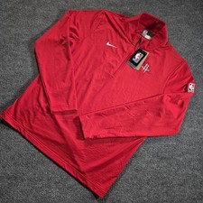 Nike NBA Authentics Houston Rockets 1/4 Zip Pullover Men's L Red Dri-Fit NWT picture