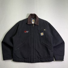 vintage Carhartt J01 Detroit Jacket in black, featuring a corduroy collar Size L picture