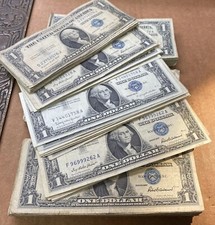 1935 or 1957 Series $1 US Silver Certificate - Lot of 5 Notes - VG to AU picture