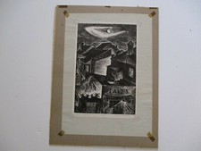 CHARLES SURENDORF LINOCUT  NIGHT IN NEW ORLEANS SIGNED LIMITED RARE WPA URBAN picture