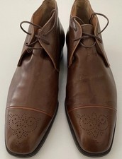 A. A. Testoni Chukka Boots Men’s US 10 Brown Leather Cap Toe Brogue Italy picture