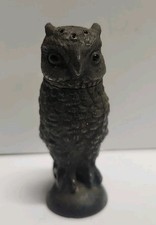 Antique Meriden Silver Plate Owl Shaker Figurine Glass Eyes Model 770 c1880 picture