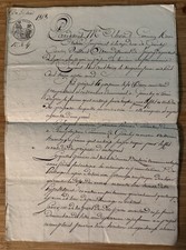 1829 French Notarial Manuscript Ornate Calligraphy 75c Revenue Stamp picture