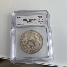 Beautiful 1966-MO Mexican Mexico Silver Un Peso ICG- Genuine picture