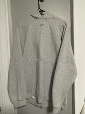 Vintage 90s Nike Center Middle Swoosh Hoodie Sweatshirt Gray Size Large picture