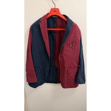 Rugby Ralph Lauren Mens XL Colorblock Blazer Navy Burgundy Cotton Jacket 15 Back picture