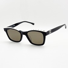 CHANEL CH5417 Square Sunglasses Black Beige Acetate Gray Lens Women 54-22-140 picture