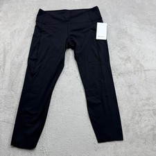 Lululemon Fast and Free HR Tight 25 Women's 14 Black Nulux Pockets Workout Yoga picture