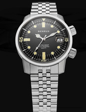 BENRUS Ultra-Deep 36.5mm Swiss Automatic Dive Watch Black Dial UD-SA-BK-SS picture