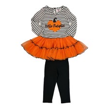 Counting Daisies Girl's Hello Pumpkin 2-Piece Tunic Tutu & Legging Set picture