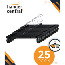 Hanger Central 25 Pack Black Plastic Pants Hangers with Extra Long Clips 14 inch picture