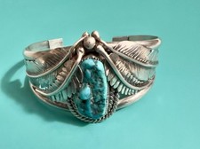 Vintage Southwestern Silver Turquoise Cuff Bracelet picture
