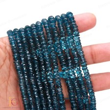 AAA+ Natural London Blue Topaz Faceted Rondelle Gemstone Beads 13