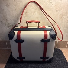 Vintage Inspired Retro Handmade Shoulder Bag Luggage Purse White Blue Red Medium picture