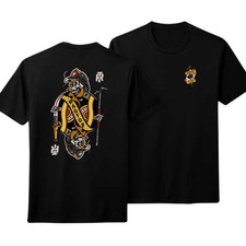 Ragtop Fire Co. Skeleton Firefighter Playing Card Graphic Tee, Vintage Outdoor F picture