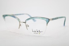 NEW NICOLE MILLER MALLORCA C03 BLUE AQUA GUNMETAL AUTHENTIC EYEGLASSES 51-18 picture