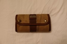 Vtg LL Bean Fly Fishing Wallet Maine Guide Waxed Canvas Shearling Lining Case picture