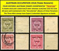 AUSTRIA OCCUPATION 1918 - 4 EXCELLENT HISTORIC STAMPS - 3 MINT VLH/OG-ONE NG- B3 picture