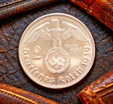 German WWII 2 Reichsmark SILVER Genuine Coin (1936-1939) Historical WW2 Artifact picture