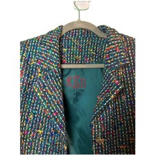 Vintage 80s Doncaster Custom Rainbow Confetti Tweed Blazer picture